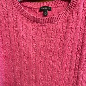 Talbots heathered salmon pink cable knit blend classic fit sweater size L